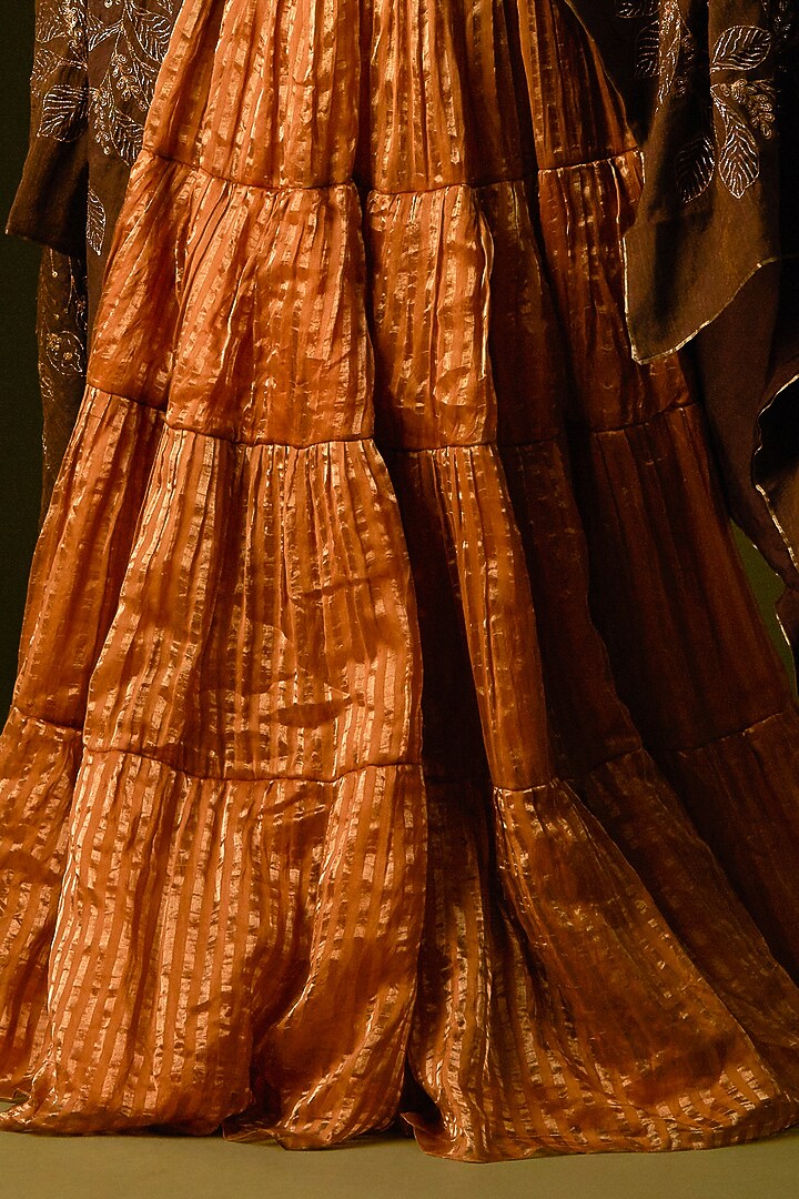 Light Brown Silk Embellished Jacket Wedding Lehenga Set by AURUL at Pernia's Pop Up Shop