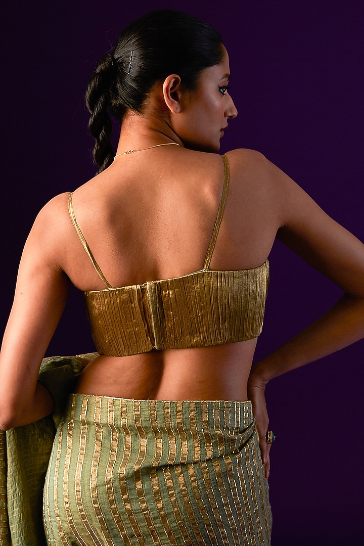 Light Green Cotton Silk Embellished Wedding Saree Set by AURUL at Pernia's Pop Up Shop