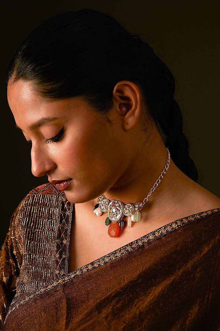 Dark Brown Cotton Silk Embellished Wedding Saree Set by AURUL at Pernia's Pop Up Shop