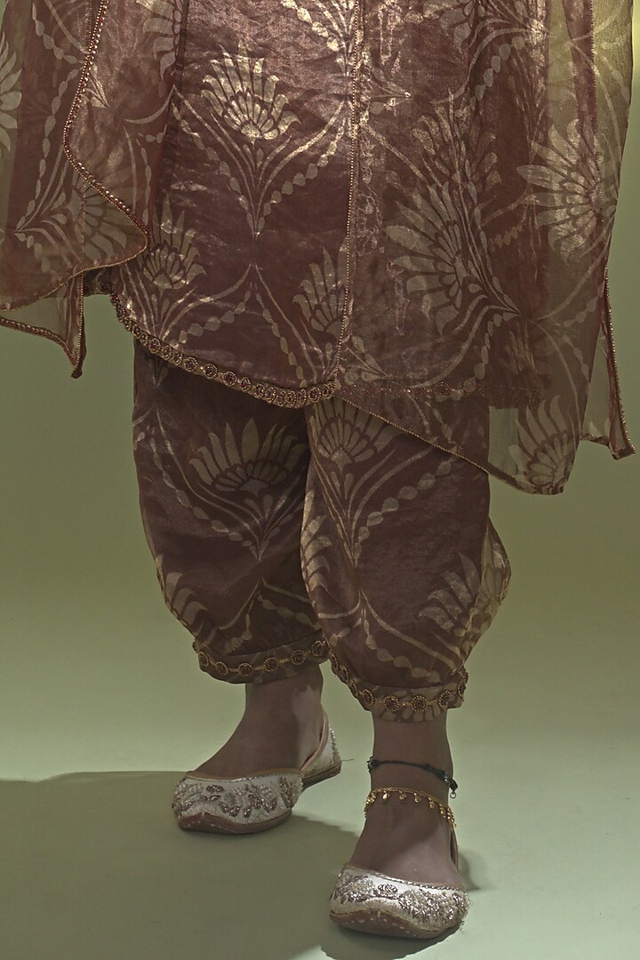Rust Banarasi Tissue Silk & Moonga Silk Kurta Set by AURUL at Pernia's Pop Up Shop