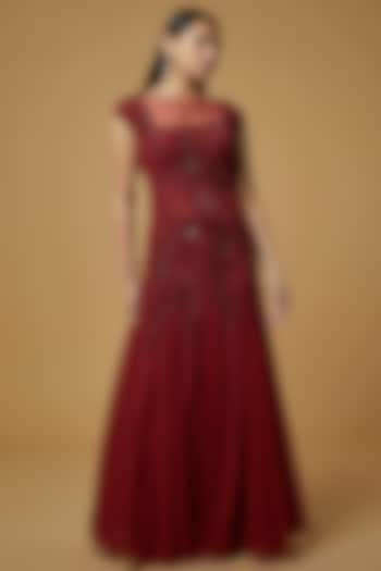 Ruby Embellished Godet Gown by AURUL