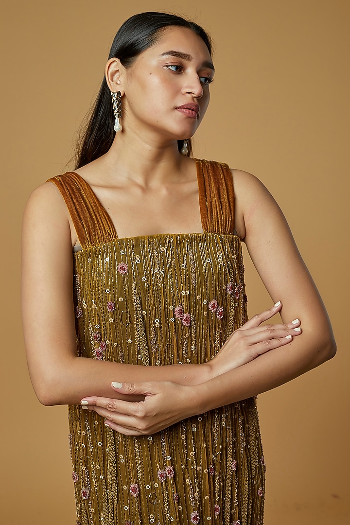 Mustard Embroidered Wedding Gown by AURUL at Pernia's Pop Up Shop