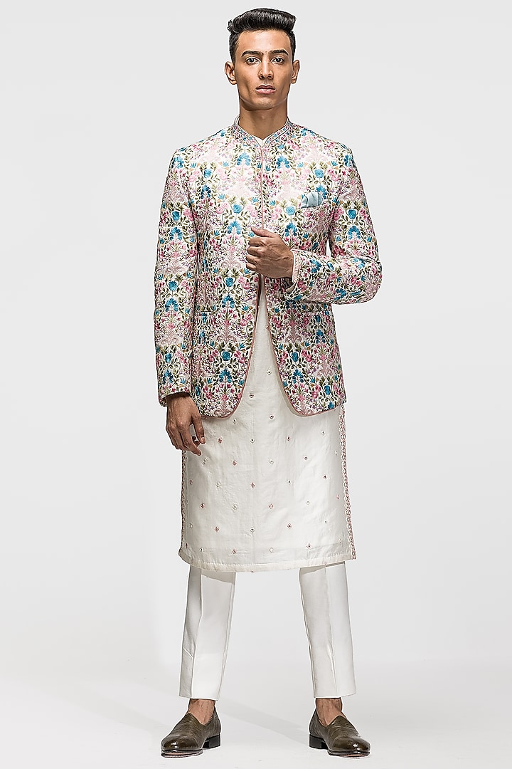 Multi-Colored Embroidered Indo-Western Set by ASUKA