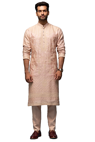 Pink Embroidered kurta Set by ASUKA