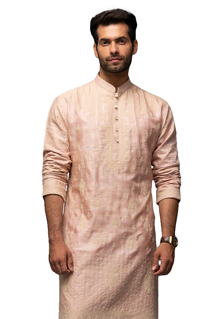 Pink Embroidered kurta Set by ASUKA at Pernia's Pop Up Shop