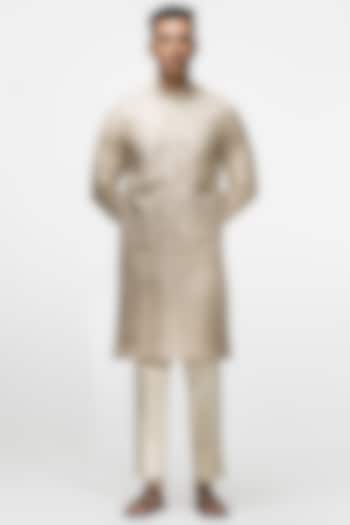 Beige Chanderi Silk Sequins Embroidered Kurta Set by ASUKA at Pernia's Pop Up Shop