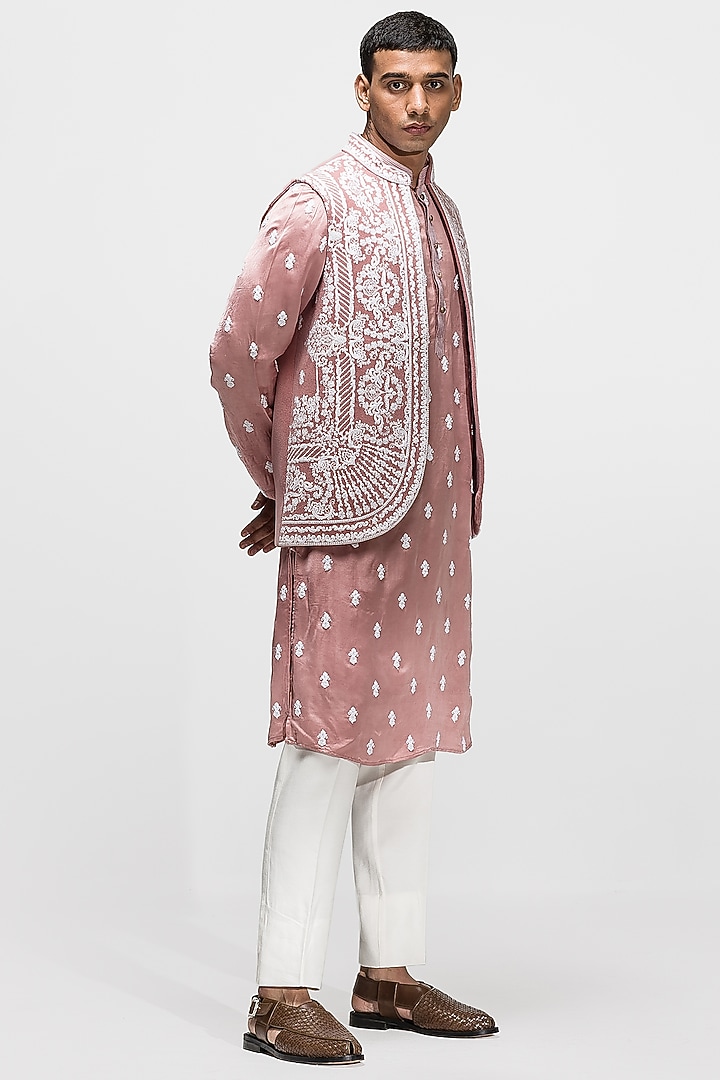 Pink Embroidered Indowestern Set by ASUKA at Pernia's Pop Up Shop