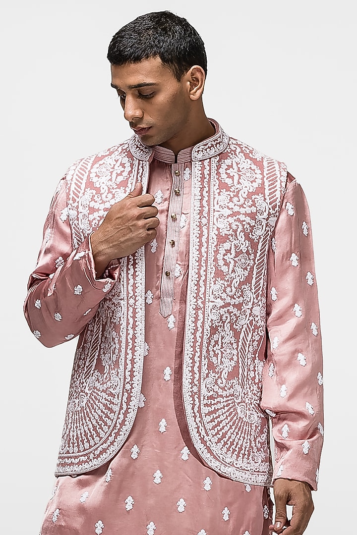 Pink Embroidered Indowestern Set by ASUKA at Pernia's Pop Up Shop