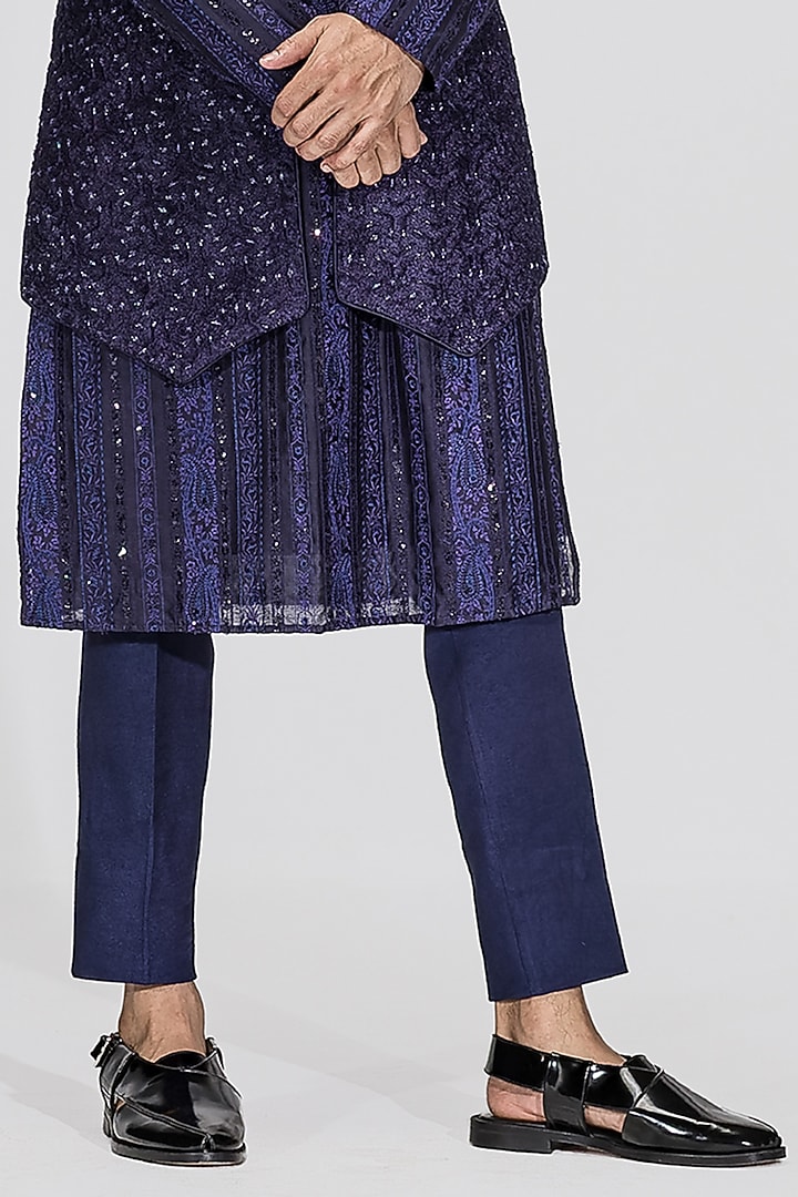 Purple Embroidered Wedding Indowestern Set by ASUKA at Pernia's Pop Up Shop