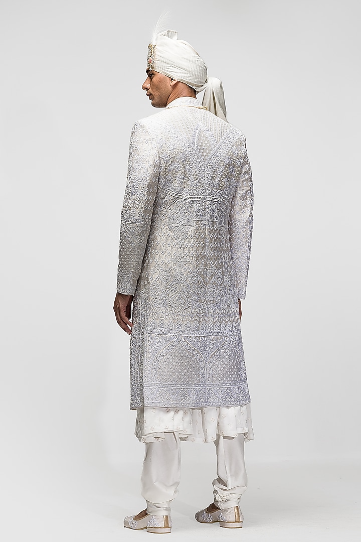 Ivory Embroidered Groom Sherwani Set by ASUKA at Pernia's Pop Up Shop
