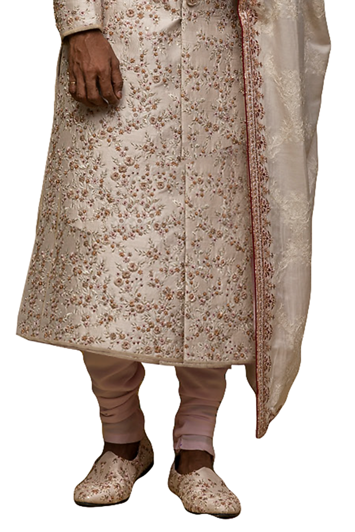 Off-White Embroidered Groom Sherwani Set by ASUKA at Pernia's Pop Up Shop