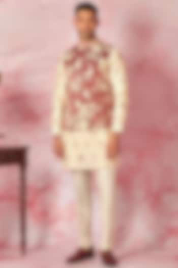 Pink Velvet Dori Embroidered Bundi Jacket Set by ASUKA at Pernia's Pop Up Shop