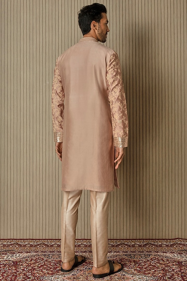 Copper Chanderi Silk Floral Embroidered Kurta Set by ASUKA at Pernia's Pop Up Shop