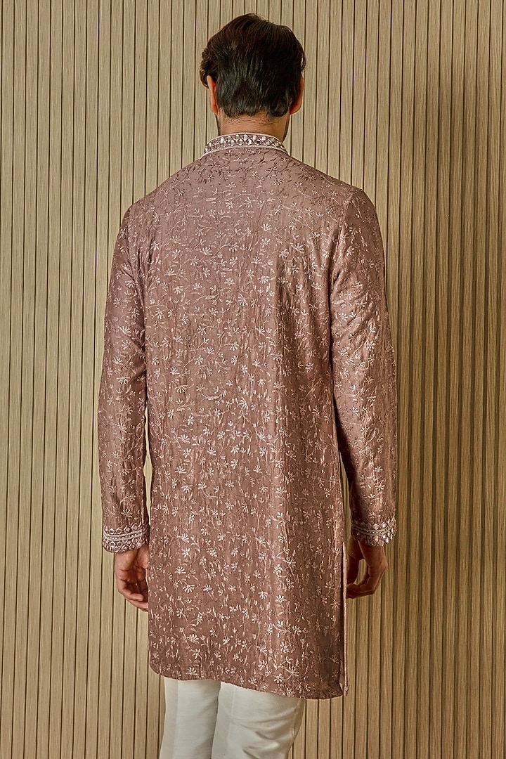 Brown Chanderi Silk Resham Embroidered Kurta Set by ASUKA at Pernia's Pop Up Shop