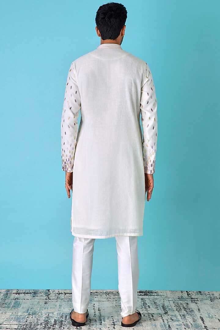 Ivory Chanderi Silk Resham Embroidered Kurta Set by ASUKA at Pernia's Pop Up Shop