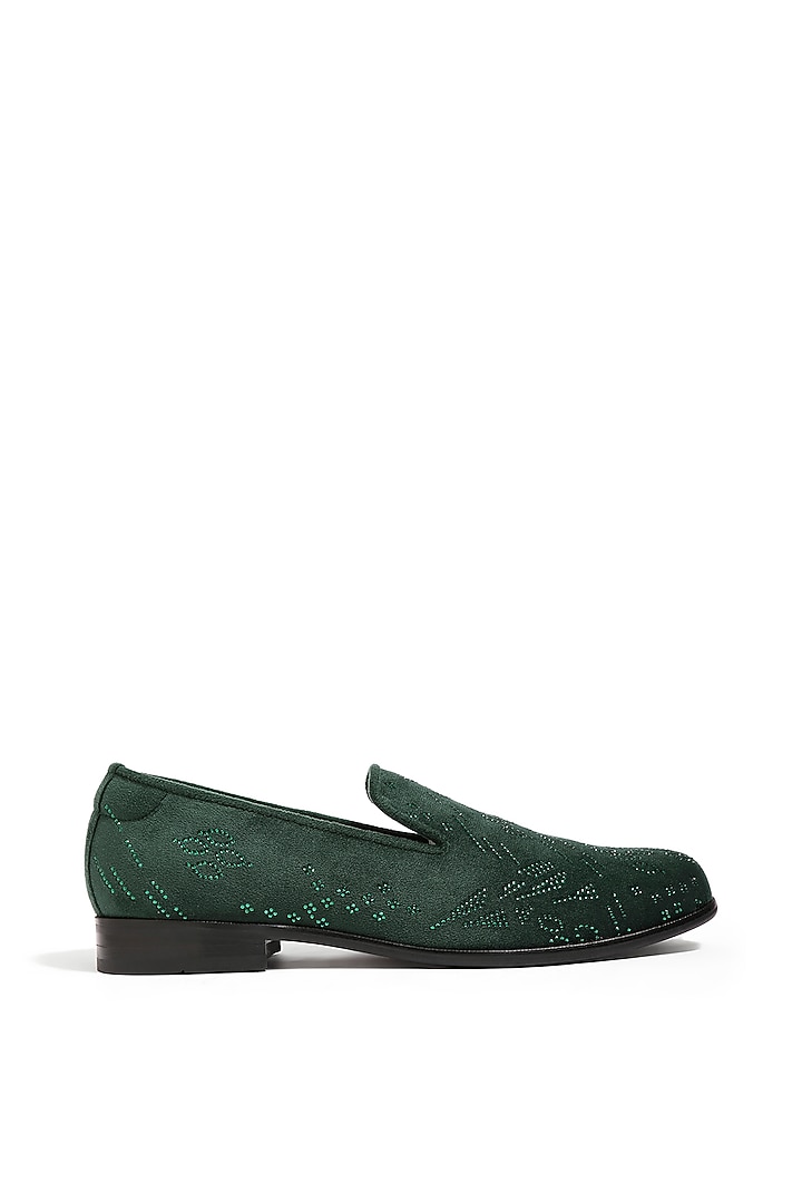Emerald Velvet Hand Embroidered Shoes by ASUKA at Pernia's Pop Up Shop