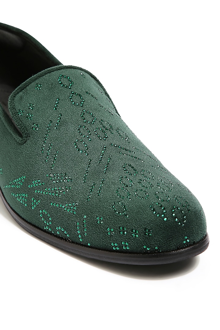 Emerald Velvet Hand Embroidered Shoes by ASUKA at Pernia's Pop Up Shop