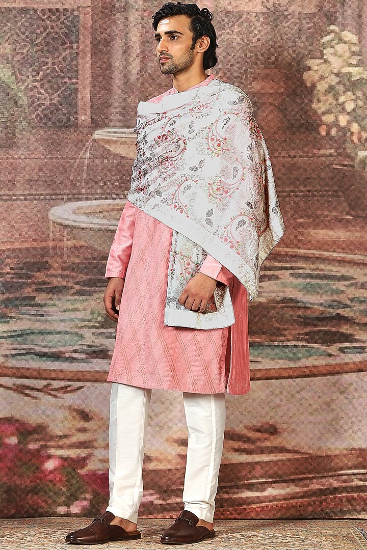 Ivory Silk Embroidered Stole by ASUKA at Pernia's Pop Up Shop
