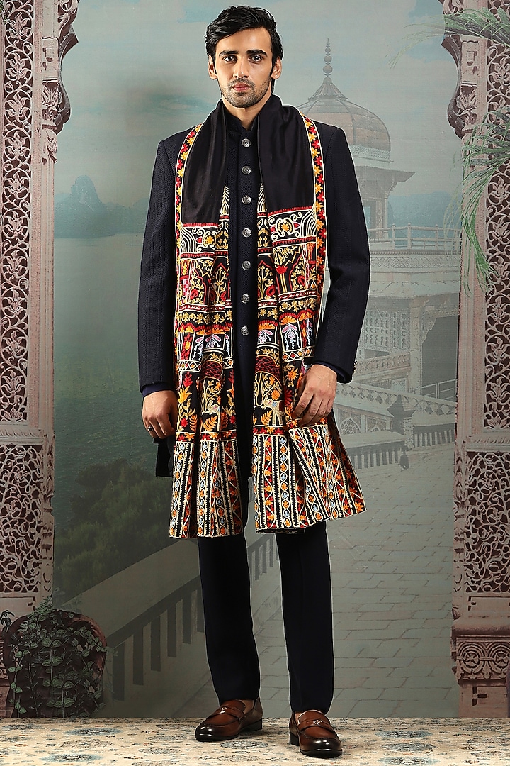 Multi-Colored Silk Embroidered Stole by ASUKA at Pernia's Pop Up Shop