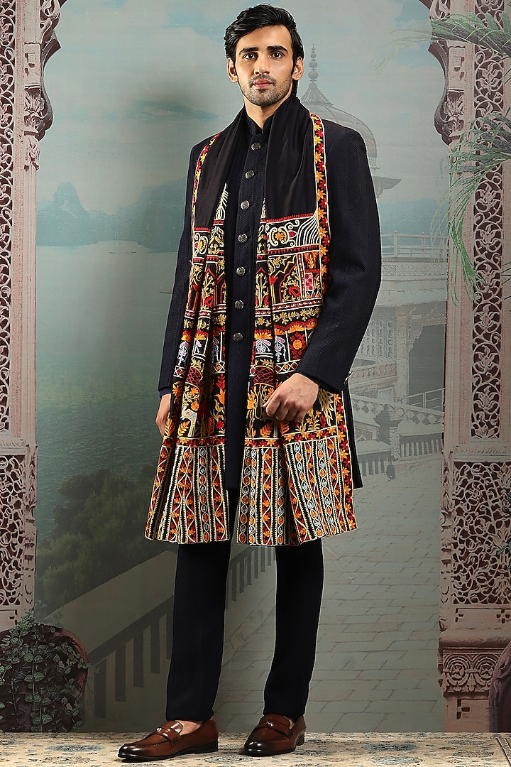 Multi-Colored Silk Embroidered Stole by ASUKA at Pernia's Pop Up Shop