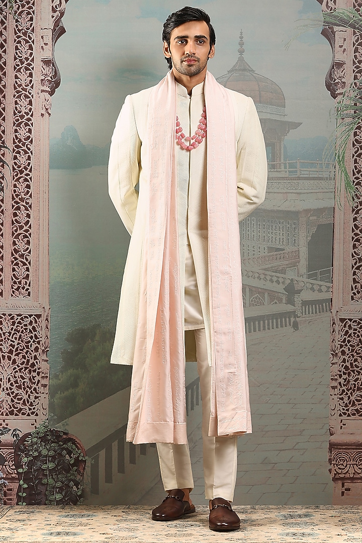 Blush Pink Silk Thread Embroidered Stole by ASUKA at Pernia's Pop Up Shop