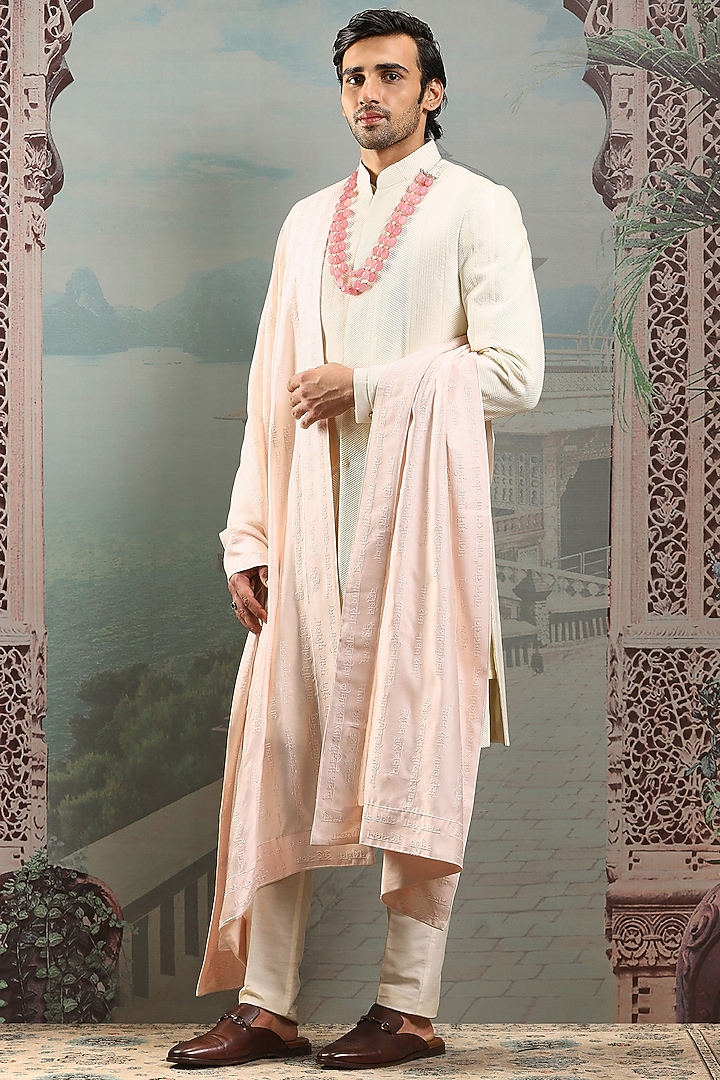 Blush Pink Silk Thread Embroidered Stole by ASUKA at Pernia's Pop Up Shop