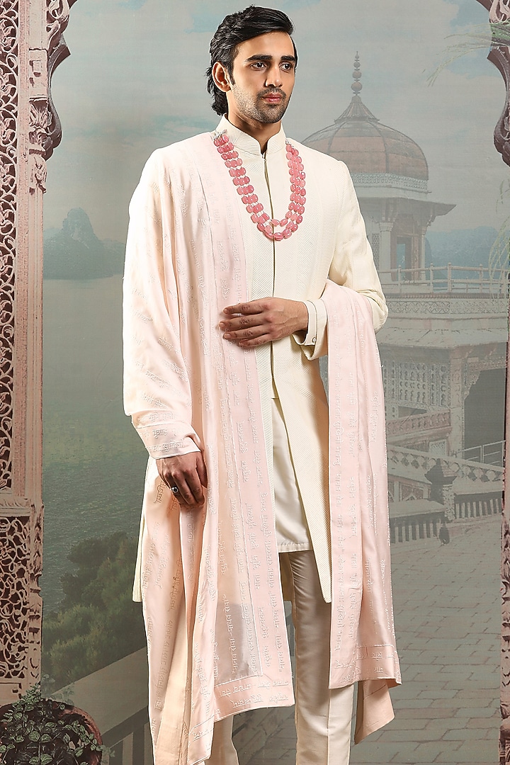 Blush Pink Silk Thread Embroidered Stole by ASUKA at Pernia's Pop Up Shop