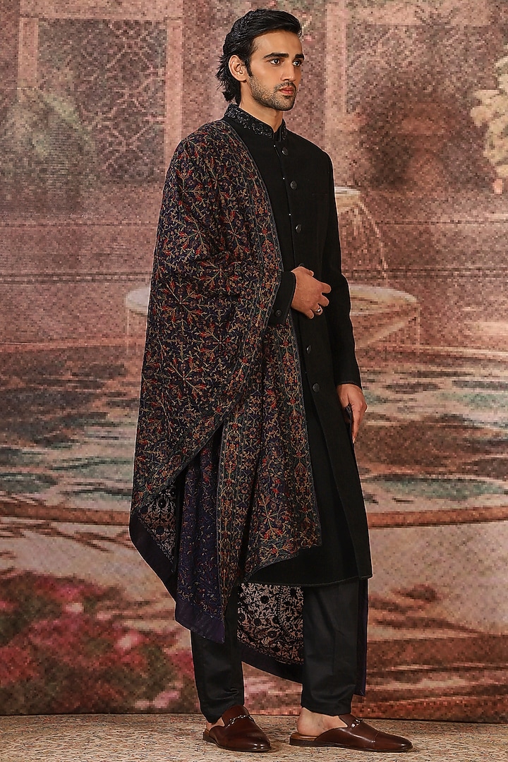 Black Silk Threadwork Stole by ASUKA at Pernia's Pop Up Shop