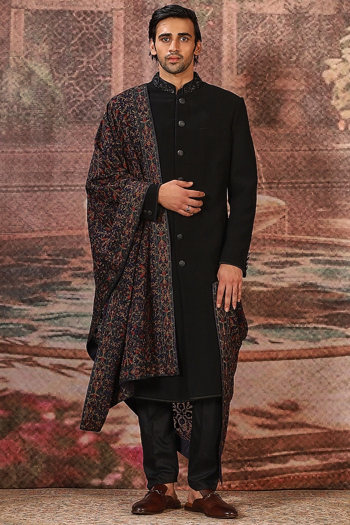 Black Silk Threadwork Stole by ASUKA at Pernia's Pop Up Shop