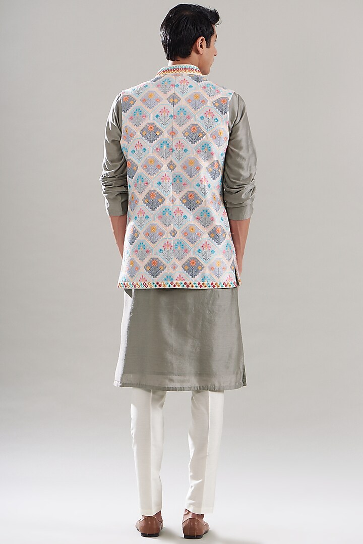 Multi-Colored Cotton Silk Printed Bundi Jacket Set by ASUKA at Pernia's Pop Up Shop