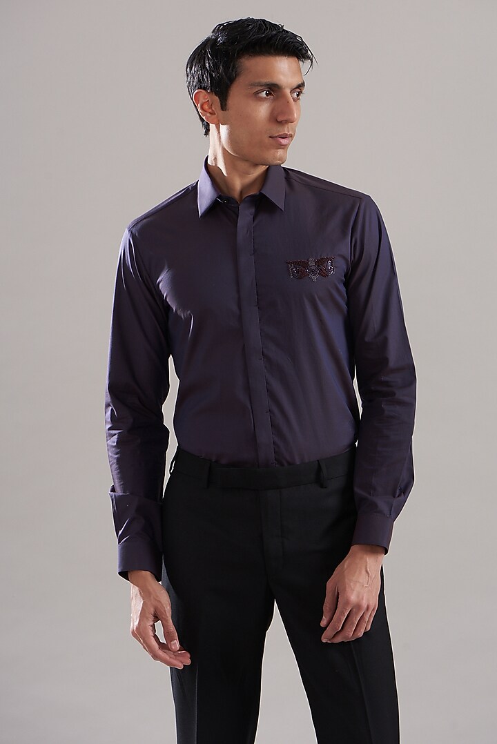 Purple Egyptian Giza Cotton Summer Shirt by ASUKA at Pernia's Pop Up Shop