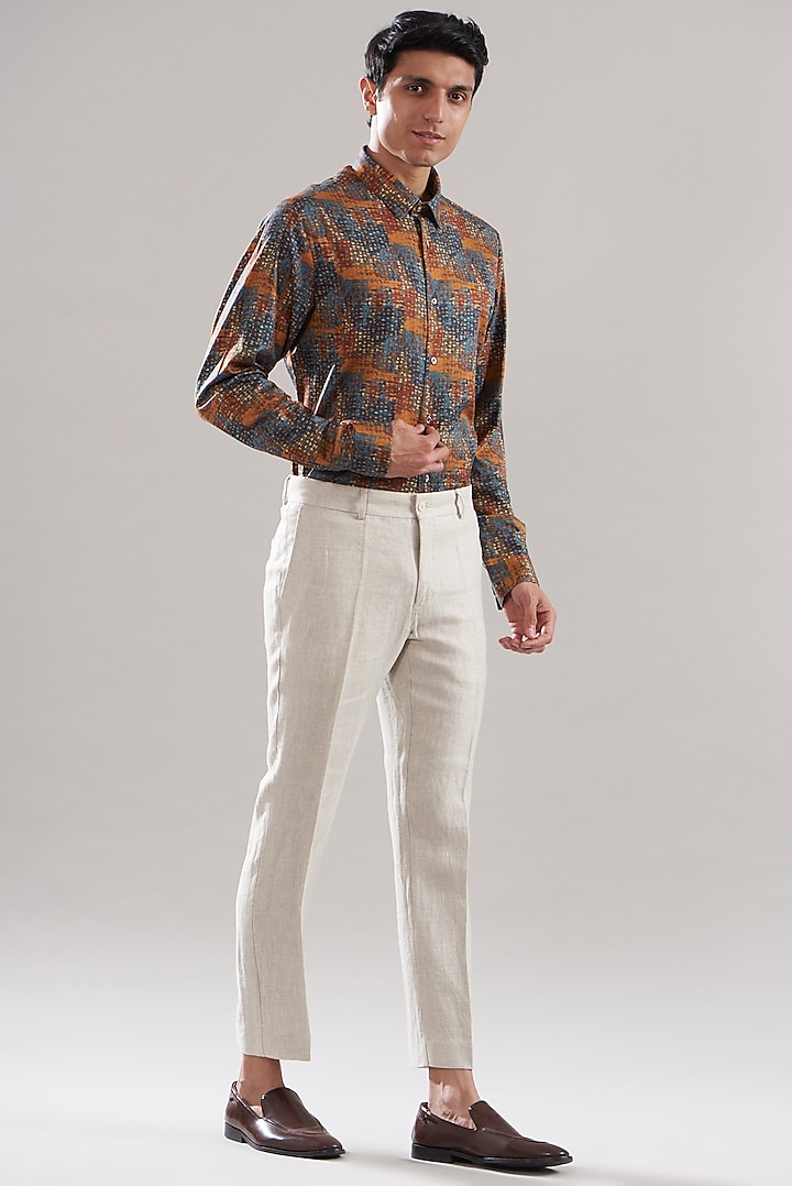 Brown Linen Blazer Set by ASUKA at Pernia's Pop Up Shop
