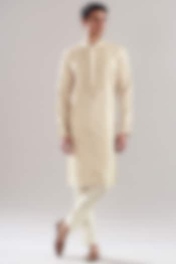 Ivory Chanderi Silk Embroidered Kurta Set