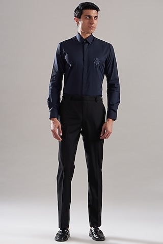 Navy Egyptian Giza Cotton Shirt by ASUKA
