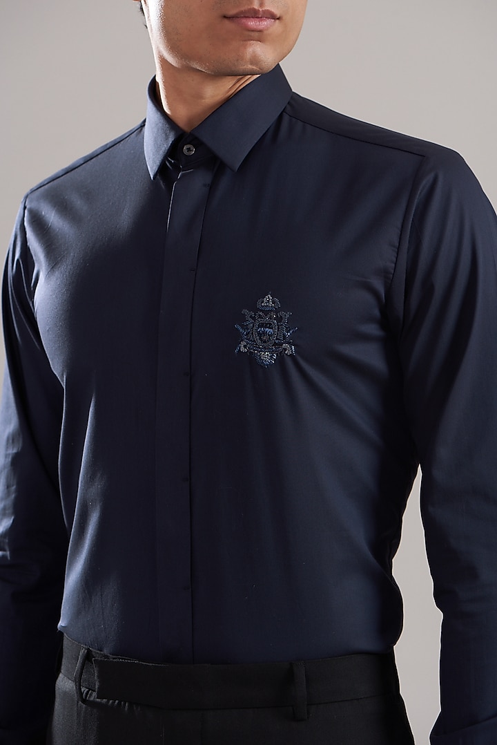 Navy Egyptian Giza Cotton Summer Shirt by ASUKA at Pernia's Pop Up Shop