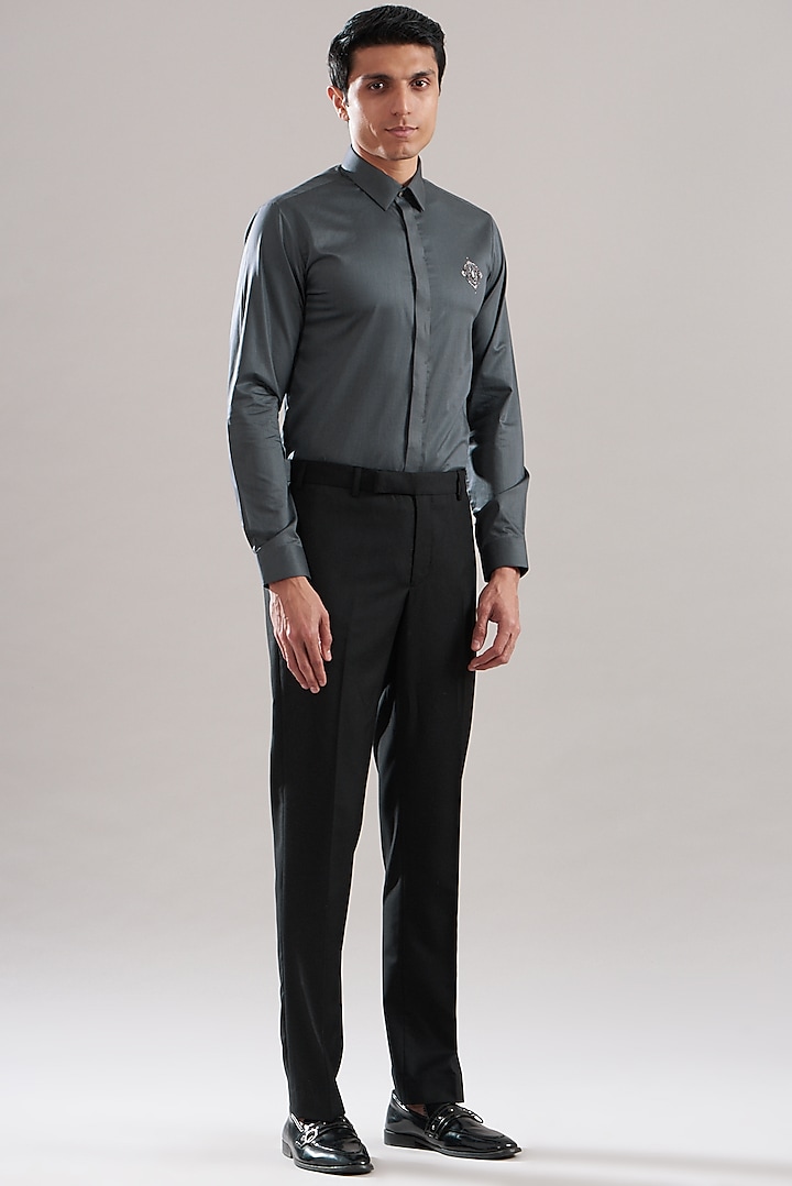 Grey Egyptian Giza Cotton Summer Shirt by ASUKA at Pernia's Pop Up Shop