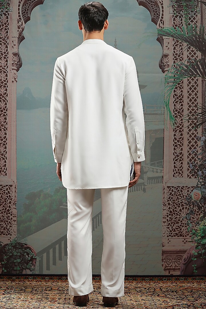 White Silk Hand Painted Kurta Set by ASUKA at Pernia's Pop Up Shop