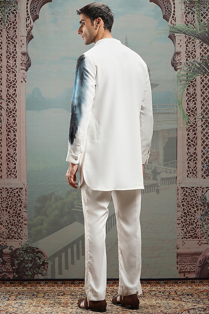 White Silk Hand Painted Kurta Set by ASUKA at Pernia's Pop Up Shop