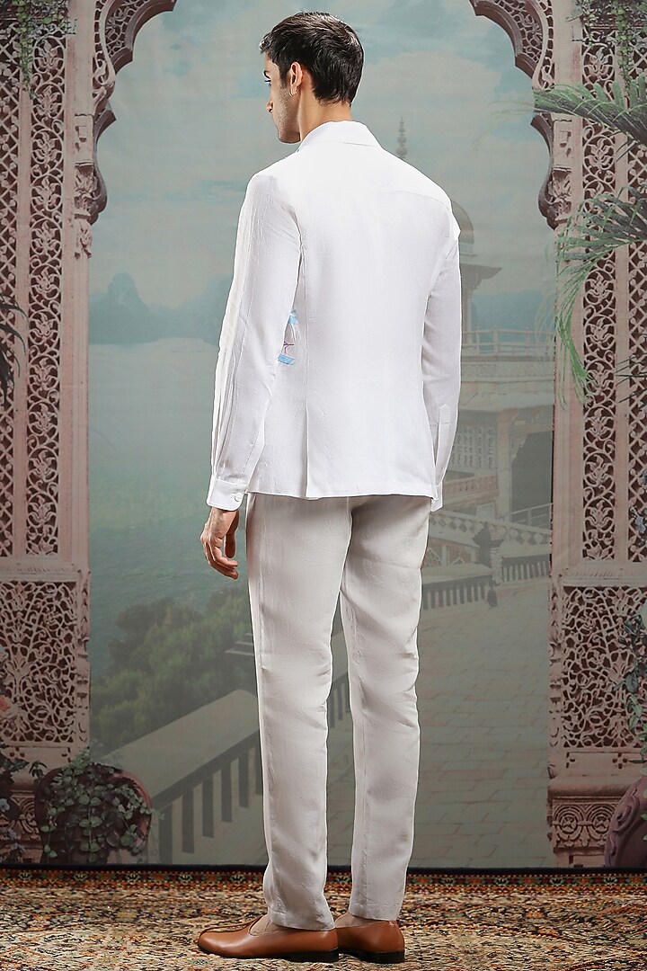 White Cotton Handpainted Shacket by ASUKA at Pernia's Pop Up Shop