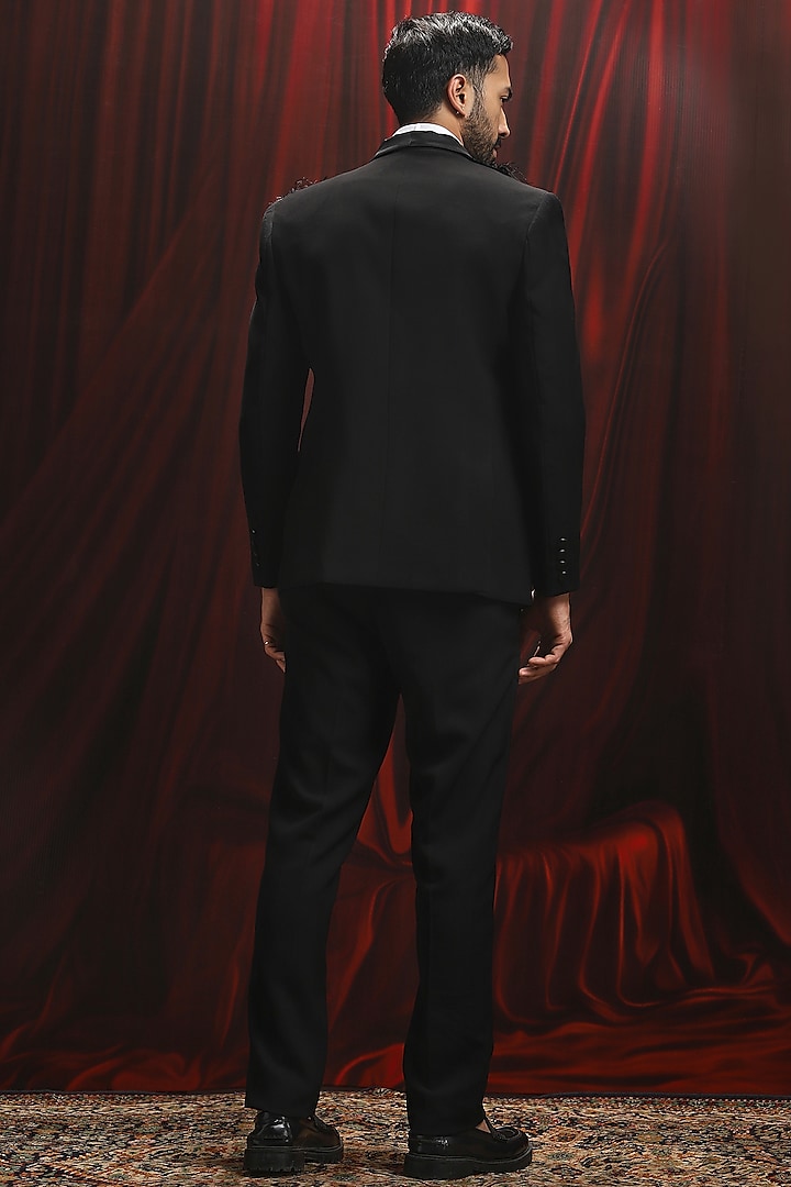 Black Velvet Sequin Embellished Tuxedo Set by ASUKA at Pernia's Pop Up Shop