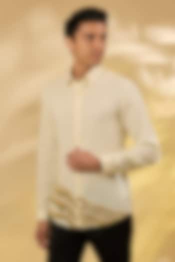Cream Pure Linen Embroidered Shirt by ASUKA