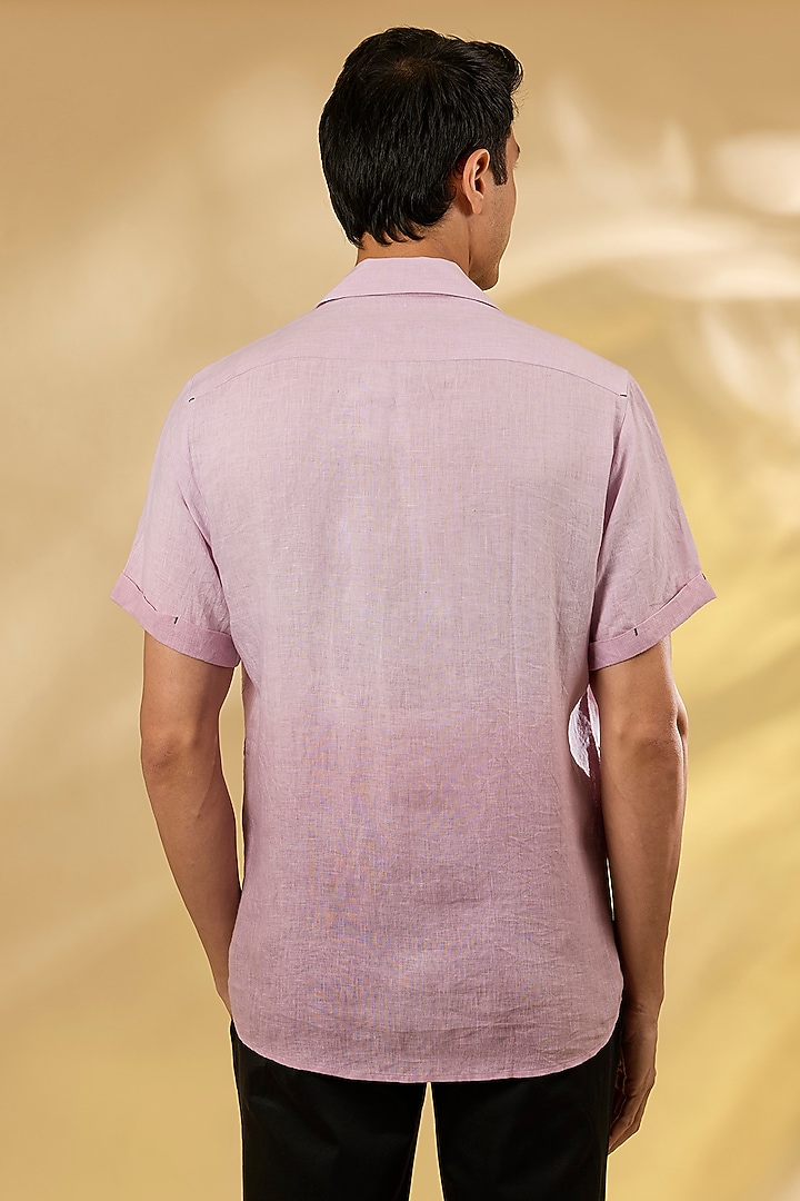 Ombre Lavender Pure Linen Embroidered Shirt by ASUKA at Pernia's Pop Up Shop