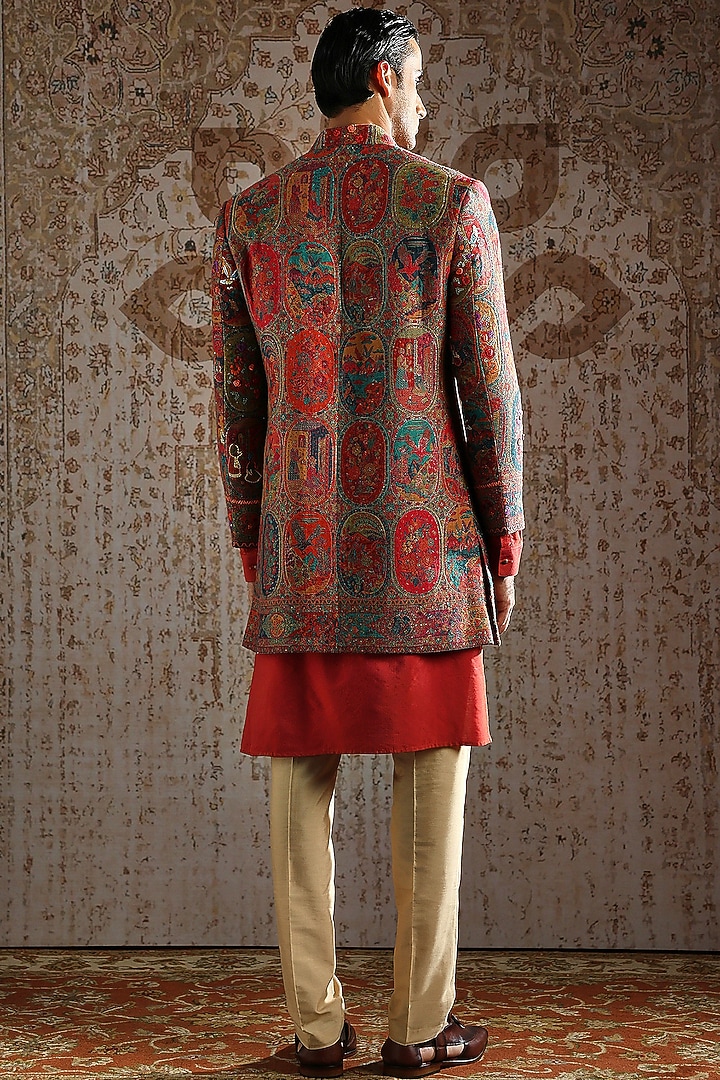 Rust Pashmina Wedding Indowestern Set by ASUKA at Pernia's Pop Up Shop