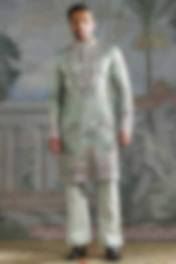 Mint Green Georgette Embroidered Kurta Set by ASUKA at Pernia's Pop Up Shop