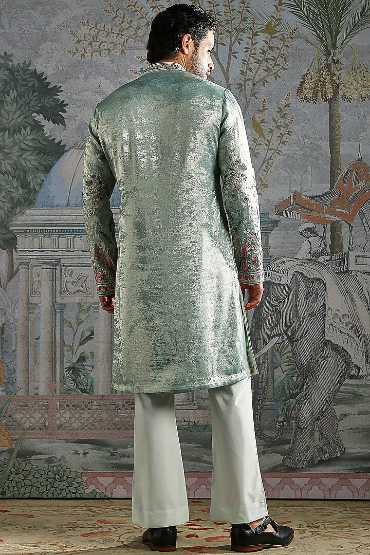 Mint Green Georgette Embroidered Kurta Set by ASUKA at Pernia's Pop Up Shop