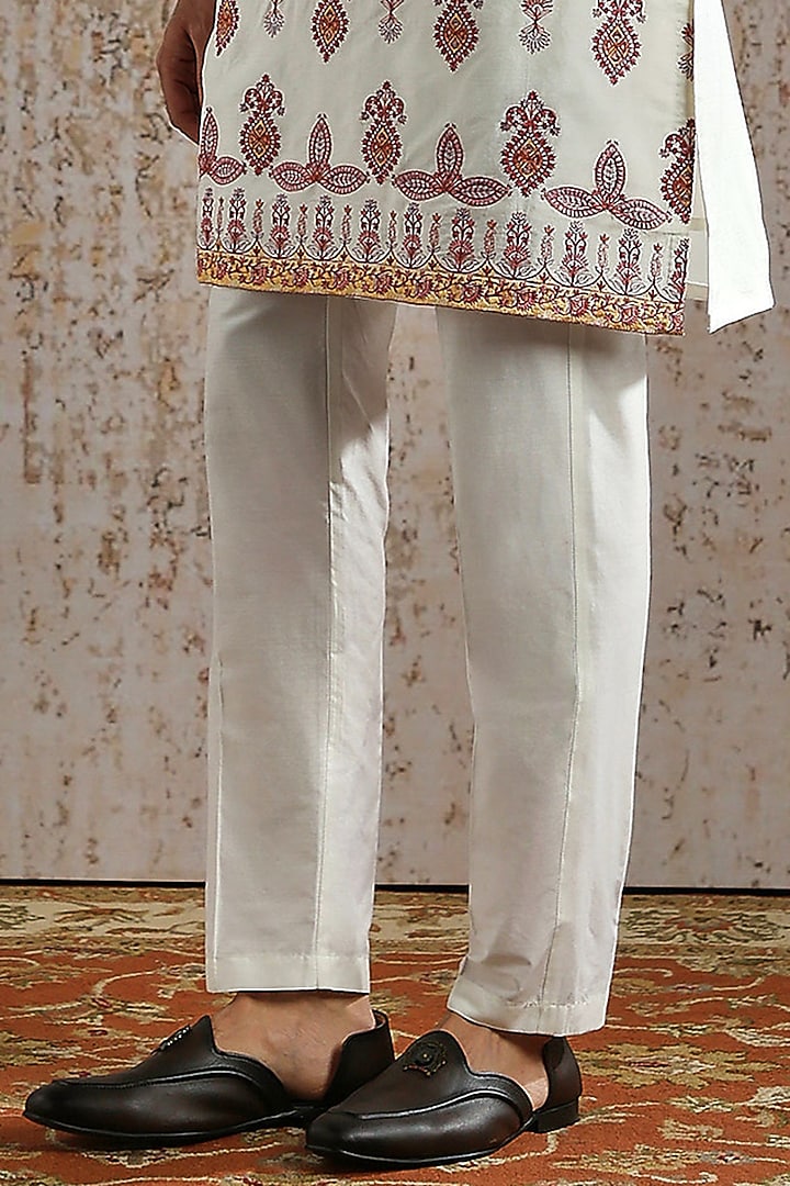 Ivory Silk Embroidered Bundi Jacket Set by ASUKA at Pernia's Pop Up Shop