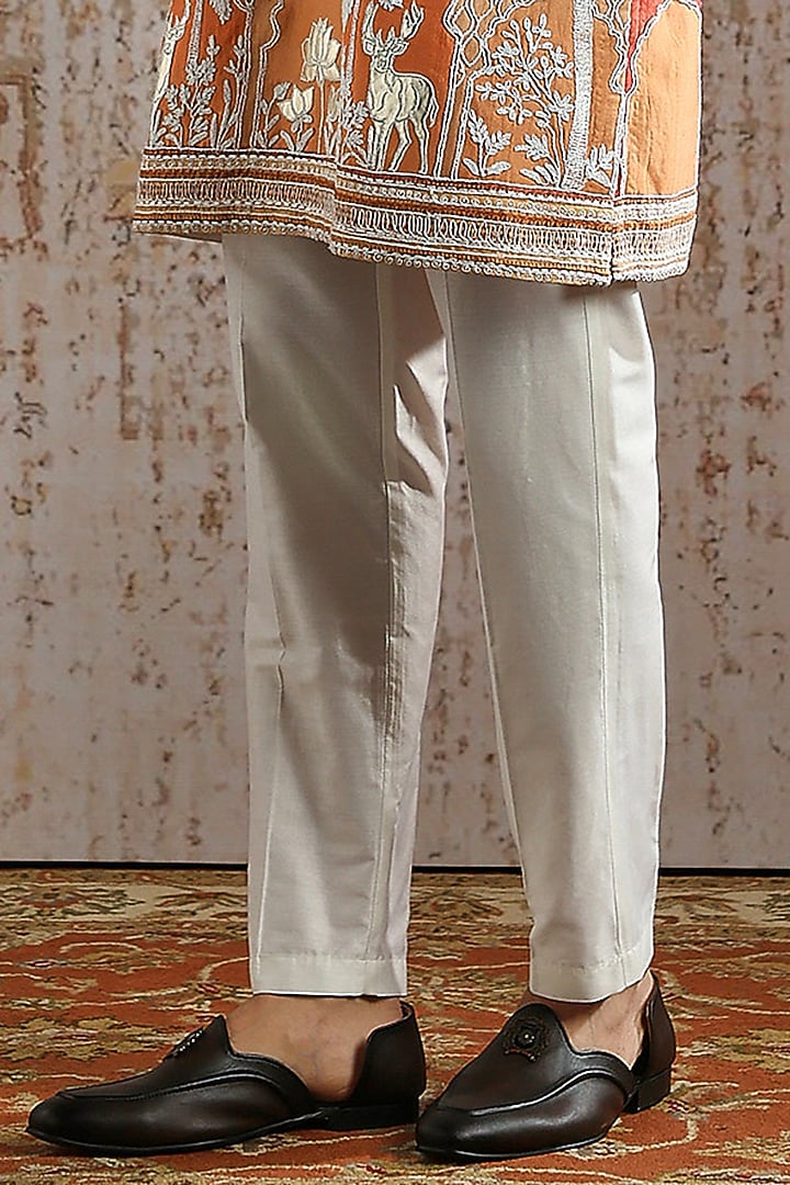 Rust Chanderi Silk Embroidered Kurta Set by ASUKA at Pernia's Pop Up Shop