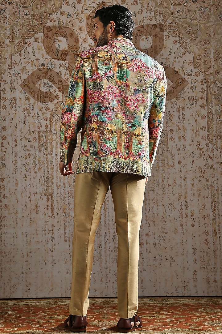 Beige Raw Silk Wedding Bandhgala Set by ASUKA at Pernia's Pop Up Shop