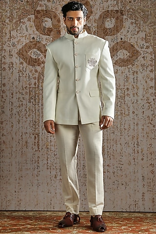 Ivory Suiting Bandhgala Set by ASUKA