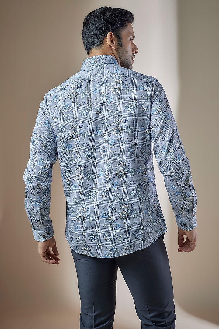 Sky Blue Cotton Printed Party Wear Shirt by ASUKA at Pernia's Pop Up Shop